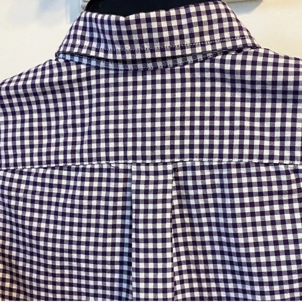 Ralph Lauren Boys Button Down Shirt Size 6 Purple White Gingham Pony Logo